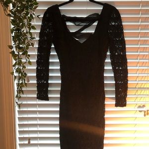 Black lace tie up dress